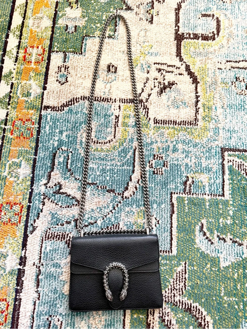 GUCCI Dollar Calfskin Crystal Dionysus Black chain crossbody shoulder bag